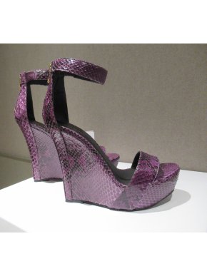 Balmain purple snakeskin Samara wedge sandals