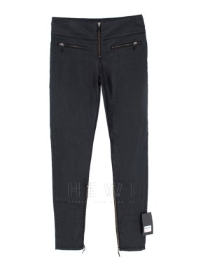 Victoria Beckham Highrise Zip Front Black Wet Look Jeans