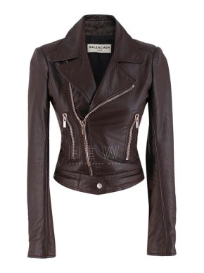Balenciaga Maroon Leather Biker jacket
