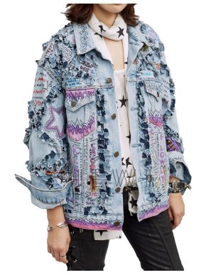 Faith Connexion Hand Painted Patchwork Graffiti Denim Jacket