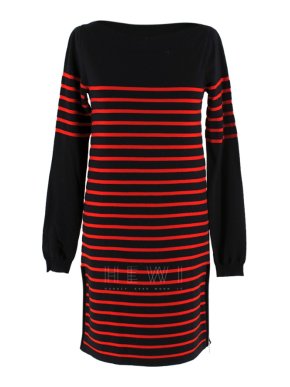 Louis Vuitton Black & Red Striped Wool Dress