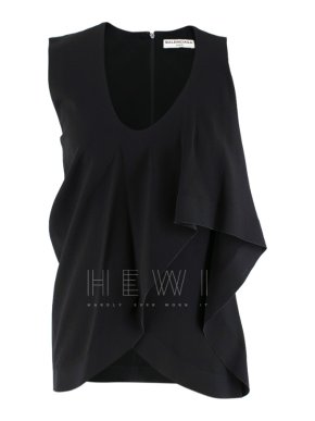 Balenciaga Black Asymmetric-Overlay Crepe Top