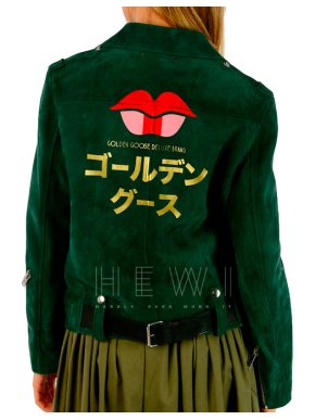 Golden Goose Deluxe Brand Green Suede Biker Jacket
