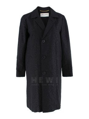 Saint Laurent Single Breasted Jacquard Leopard Print Coat