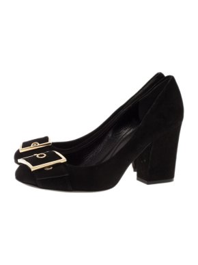 Gucci Kesha black suede buckle pumps