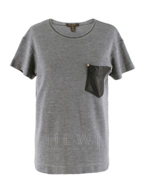 Louis Vuitton cashmere & silk-blend t-shirt w/ leather pocket