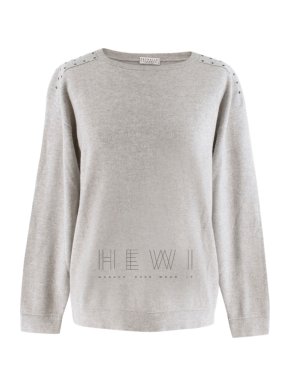 Brunello Cucinelli Studded-Shoulder Cashmere Sweater