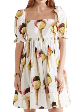 Dolce & Gabbana Ice Cream Print Cotton Poplin Mini Dress