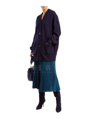 Tibi Navy Cashmere Oversized Cardigan