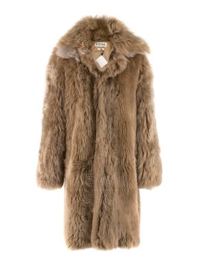 Loewe Toffee Lamb Shearling Double Collar Coat