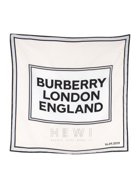 Burberry Runway Logo Print Silk Square Scarf  - Not Selling In Store