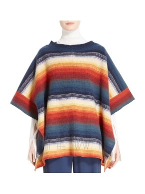 Chloe Stripe Felted Wool & Cashmere Poncho