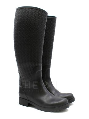 Bottega Veneta Nero Intrecciato Rubber Rainboot