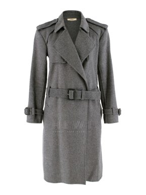 Celine Grey Wool A-Line Belted Coat