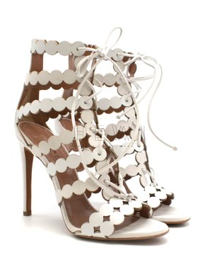 Alaia Laser-cut Leather & Suede Sandals