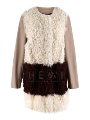 MSGM Two Tone Shearling Panelled Wool Jacket