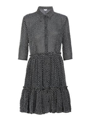 NEW CLAUDIE PIERLOT BLACK WHITE TEXTURED SHIRT DRESS 38