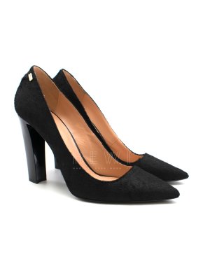 Roland Mouret Black Pointed Calf Hair Pumps