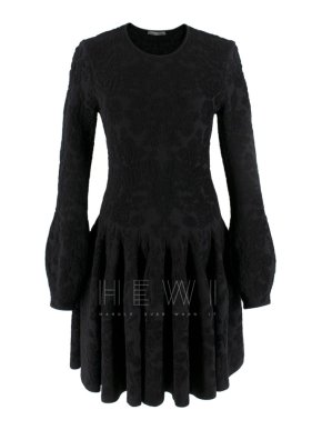 Alexander McQueen Black Flocked Velvet Dress