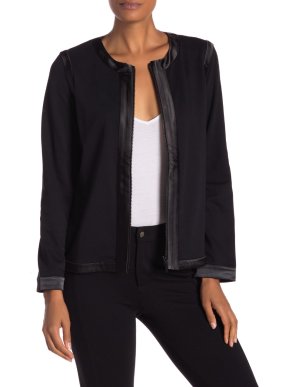 Prada Black VIrgin Wool Boxy Satin Trim Jacket