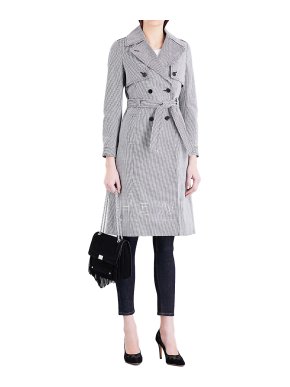 Claudie Pierlot Gemma Dogtooth Cotton Trench Coat