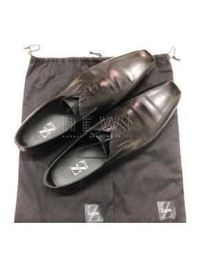 Ermenegildo Zegna Black Leather Lace-Up Oxfords