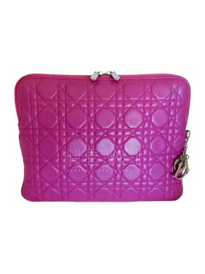 Dior Fuchsia Pink Cannage Leather iPad Case/Pochette/Clutch/Holder/Cover