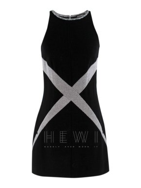 Chanel Black & SIlver Wool Blend Mini Dress