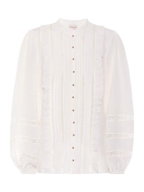 Zimmermann Ruffle And Lace Trimmed Silk Blouse