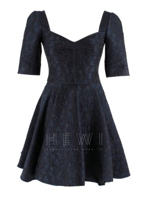 Dolce & Gabbana Blue Brocade Sweetheart Dress