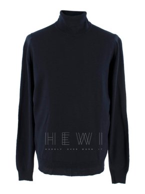 John Smedley Blue Roll Neck Jumper
