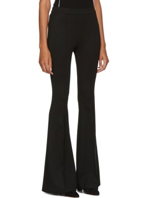 Rosetta Getty Black Jersey Pintuck Flared Trousers 1