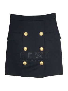 Balmain High Waist Black Mini Skirt