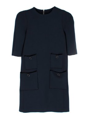 Louis Vuitton Blue Short Sleeve Wool Dress