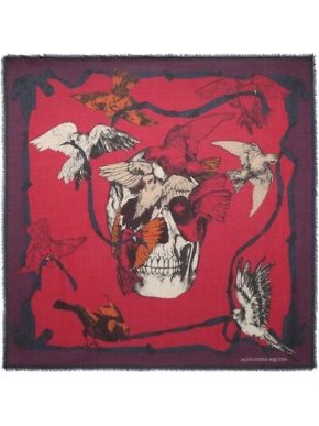 Alexander McQueen Silk Blend Bird Skull Scarf