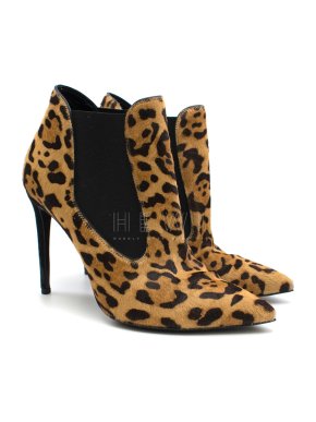 Lauren Ralph Leopard Print Pony Hair Pointed Boots