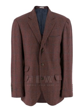 Brunello Cucinelli Burgundy Check Blazer