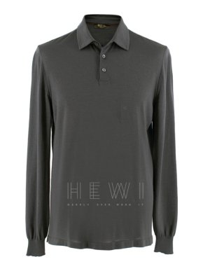 Loro Piana Grey Long Sleeved Polo Shirt