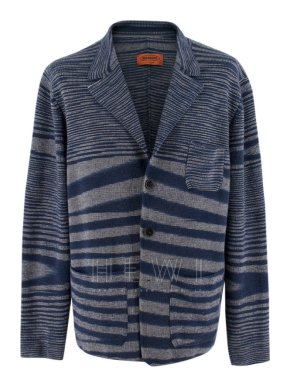 Missoni Blue & Grey Men's Wool Blend Cardigan