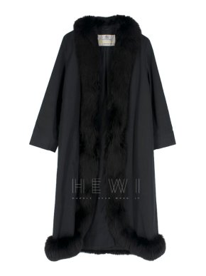 Aquascutum Black Fox Fur Trim Coat