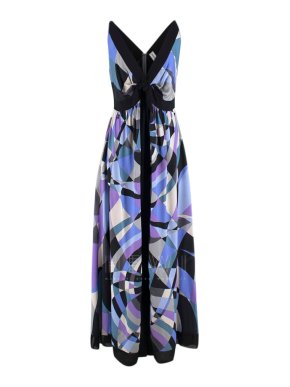Emilio Pucci Asymmetric Printed Vintage Silk Gown