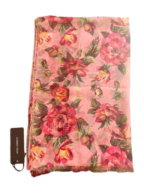 Dolce & Gabbana Pink Floral Print Shawl