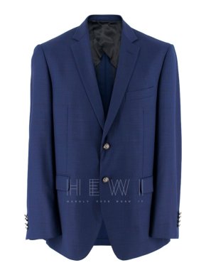 Balmain Blue Single Breasted Slim Fit Wool Blazer