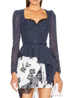 Self-Portrait Plumetis Peplum Blouse