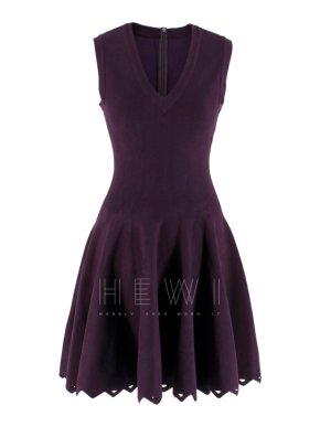 Alaia Mulberry Sleeveless Knit Fit & Flare Dress