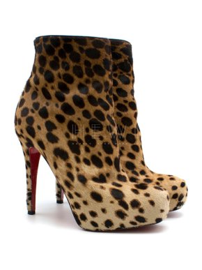 Christian Louboutin Pony Hair Leopard Print Ankle Boot Heels