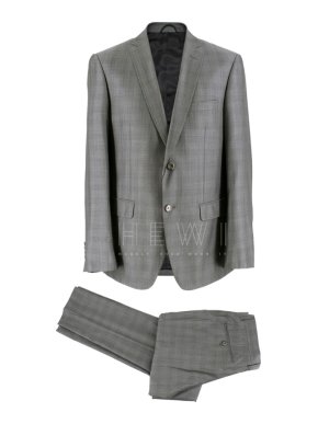 Balmain Men's Grey Check Slim Fit suit
