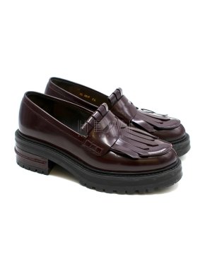 Christian Dior Burgundy Patent Leather Heel Fringe Loafers