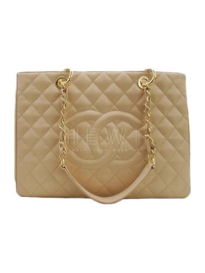 Chanel Beige Caviar Leather Grand Shopping Tote