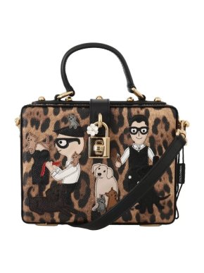 Dolce & Gabbana Leopard Print Family Patch Box Sicily Bag
